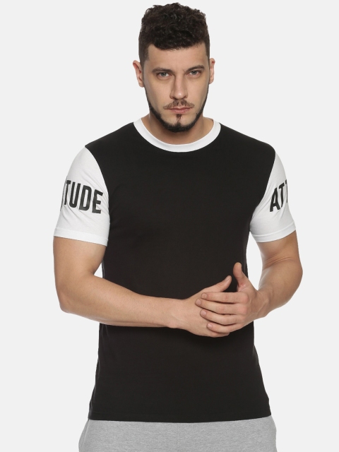 

ATTIITUDE Men Black Printed Round Neck T-shirt