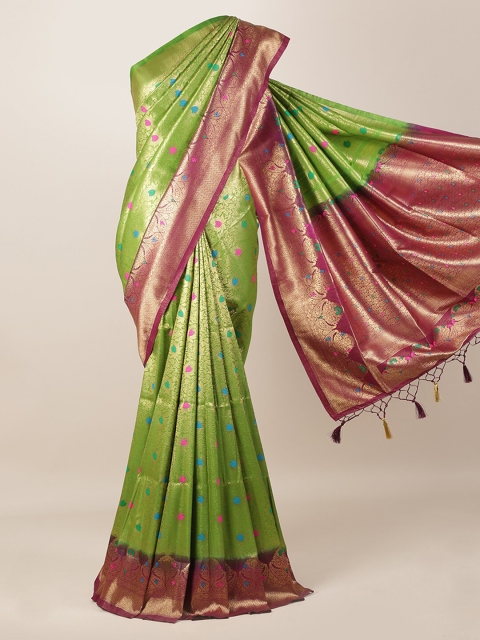 

Pothys Green Woven Design Jute Silk Saree