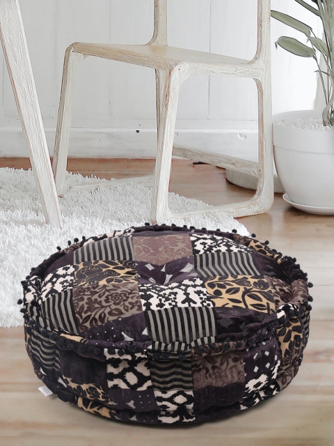 

Tistabene Purple & White Leopard Burnout Velvet Round Floor Cushion
