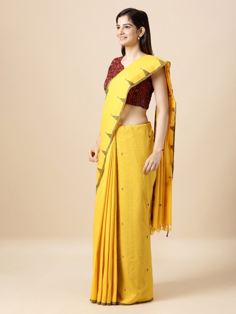 

Taneira Yellow & Black Pure Cotton Woven Design Handloom Saree