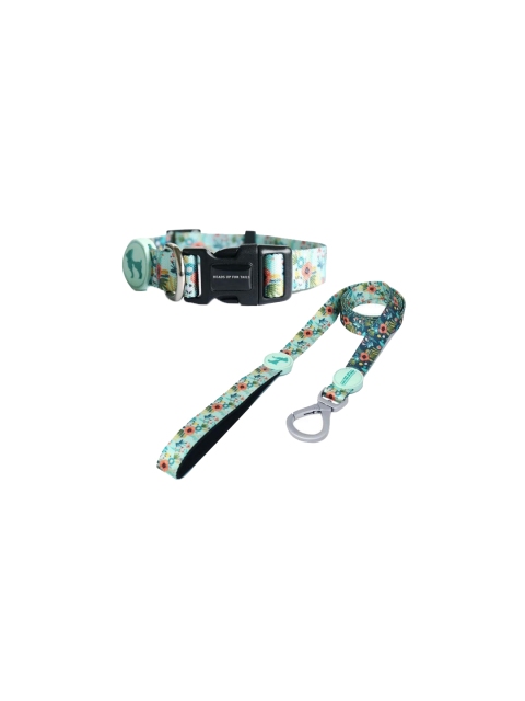 

Heads Up For Tails Blue Set Of Song of Spring Dog Collar & Leash