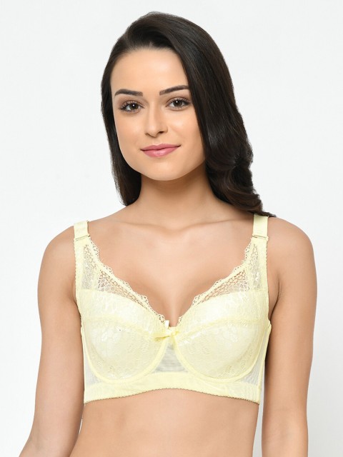 

Cosmo Lady Yellow Lace Underwired Heavily Padded Minimizer Bra 088437