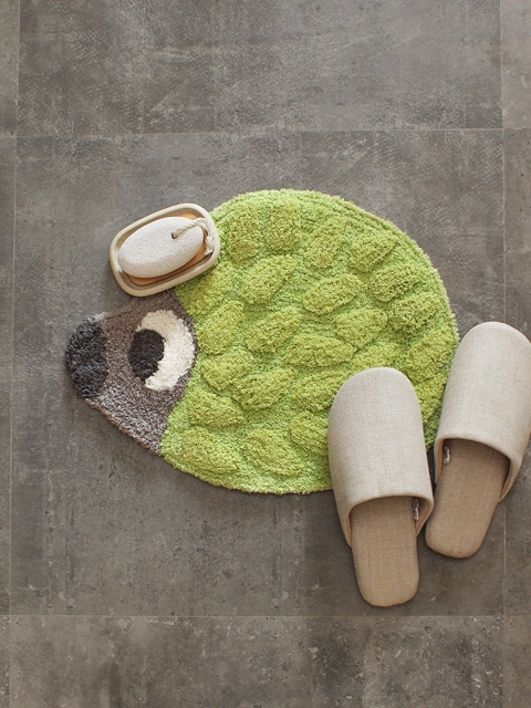 

House This Green & Grey Colourblocked Hedgehog-Shaped 110 GSM Cotton Bath Rug