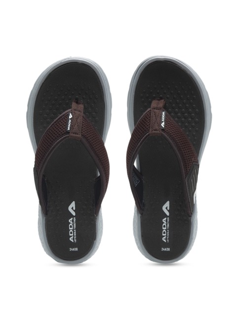 

Adda Men Brown & Grey Self Design Thong Flip-Flops