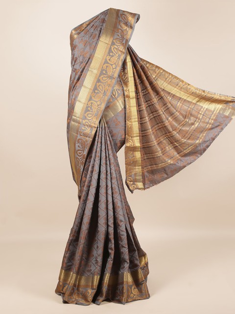 

Pothys Grey & Gold-Toned Jute Silk Woven Design Saree