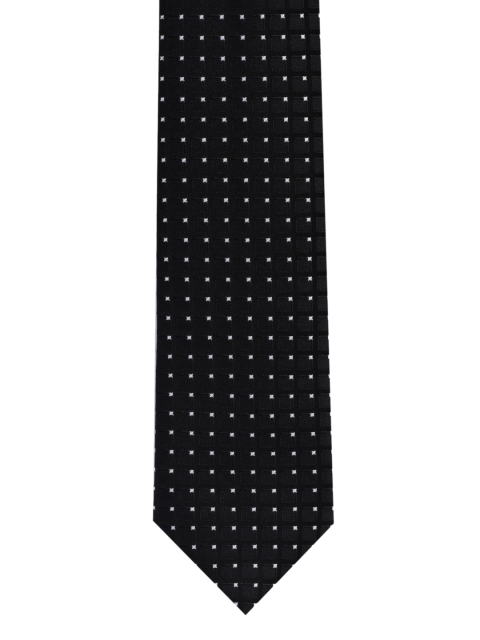

BuckleUp Men Black & White Printed Broad Tie