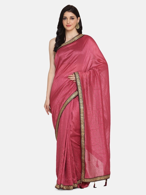 

BOMBAY SELECTIONS Burgundy Woven Design Tussar Saree