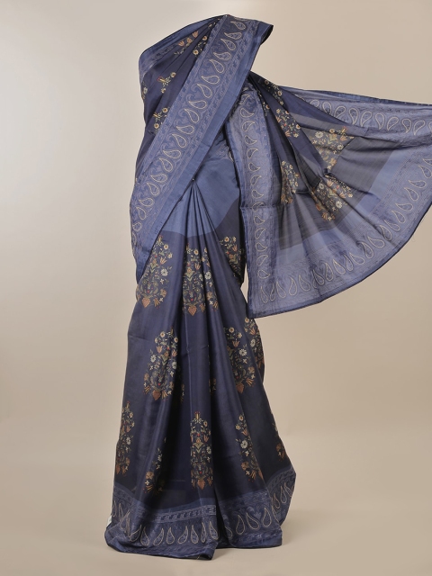 

Pothys Navy Blue Woven Design Jute Silk Saree
