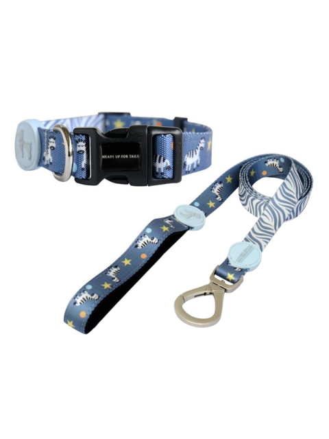 

Heads Up For Tails Blue Set Of Z-Star Dog Collar & Leash