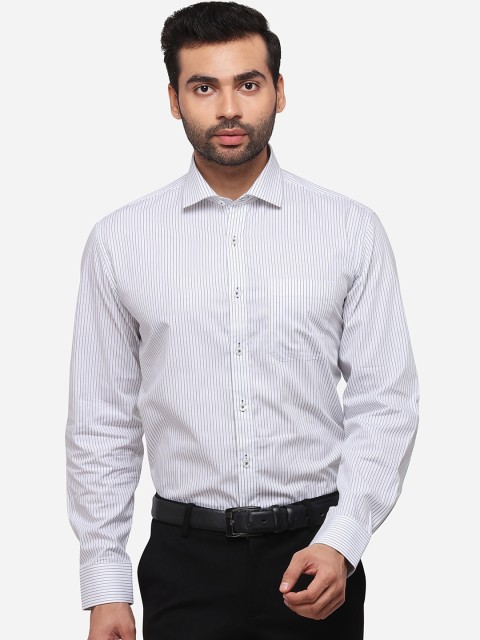 

JADE BLUE Men White & Black Regular Fit Striped Formal Shirt