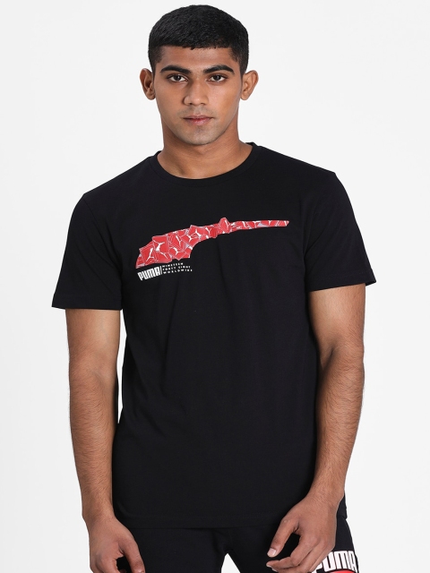 

Puma Men Black Printed Round Neck T-shirt