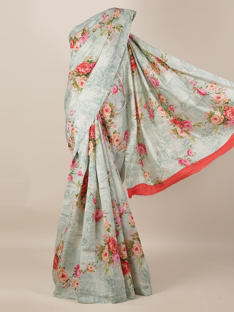 

Pothys Green & Pink Jute Silk Printed Saree