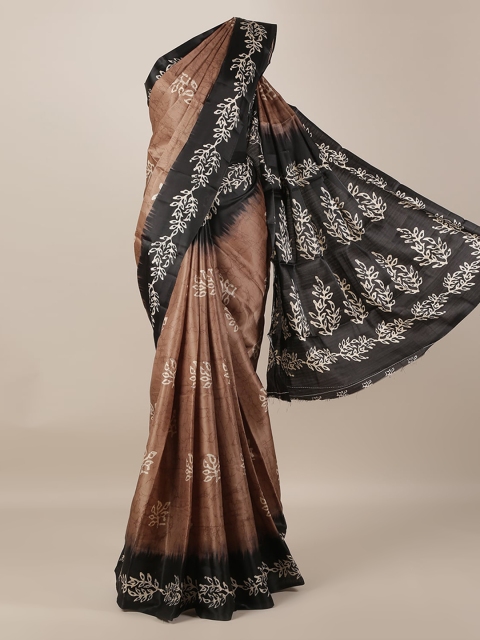 

Pothys Brown Printed Jute Silk Saree