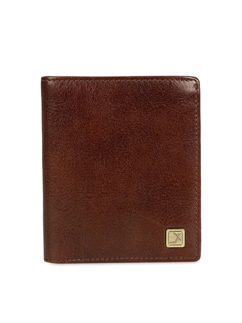 

Da Milano Men Brown Textured Leather Two Fold Wallet