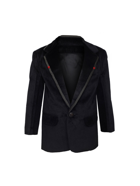 

Jeetethnics Boys Black Self-Design Regular Fit Single-Breasted Blazer