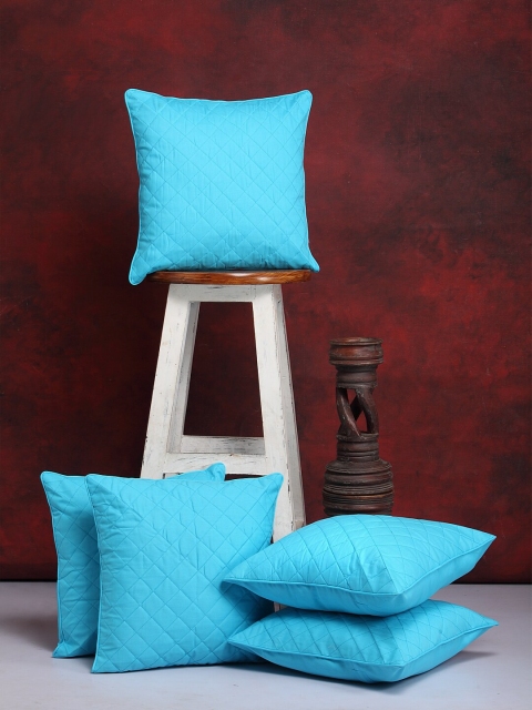 

Clasiko Turquoise Blue Set of 5 Solid Square Cushion Covers