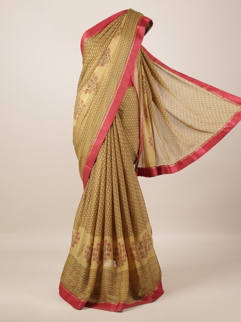 

Pothys Beige Printed Poly Georgette Saree