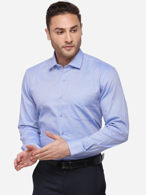 METAL Men Blue Slim Fit Solid Casual Shirt