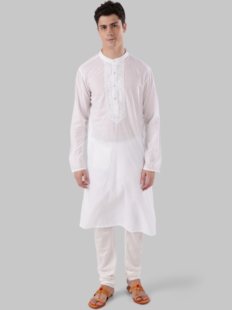 

Ethnix by Raymond Men White Embroidered Anarkali Kurta