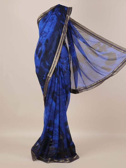 

Pothys Blue & Black Poly Georgette Dyed Saree
