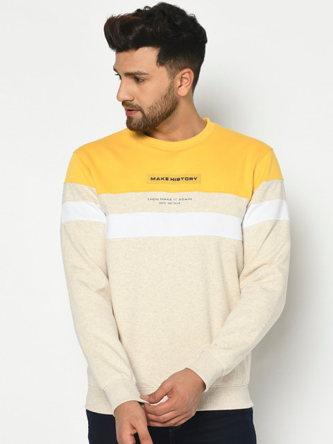 

Octave Men Yellow Colourblocked Sweatshirt