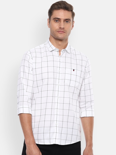 

Louis Philippe Jeans Men White Slim Fit Checked Casual Shirt