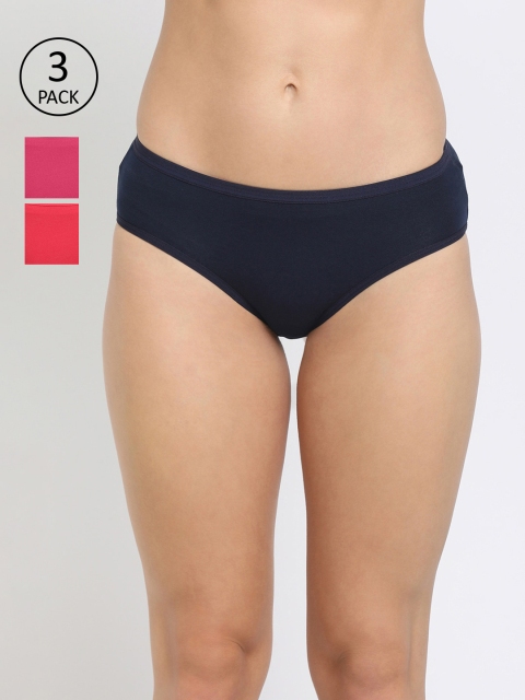 

DIXCY SCOTT Slimz Women Pack Of 3 Solid Hipster Briefs PR119653, Navy blue
