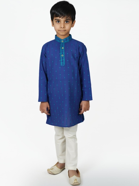 

mittenbooty Boys Blue Solid Kurta with Pyjamas