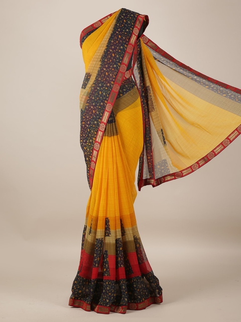 

Pothys Yellow & Black Poly Georgette Printed Saree
