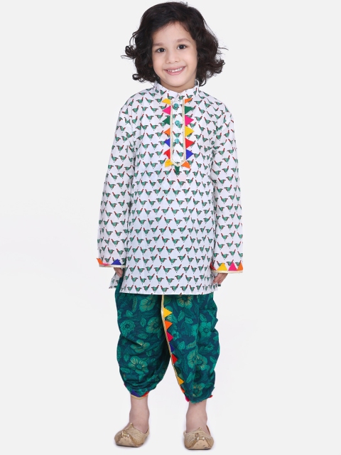 

KID1 Boys Green Printed Cotton Kurta with Dhoti Pants