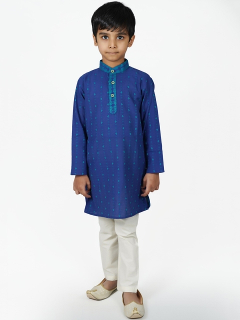 

mittenbooty Boys Blue Printed Kurta with Pyjamas