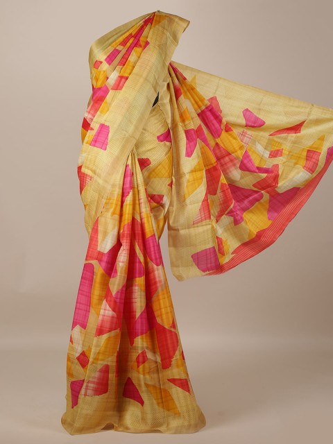 

Pothys Yellow & Pink Jute Silk Woven Design Handloom Saree