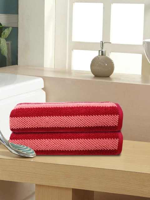 

Trident Set of 2 Red & Pink Striped 500 GSM Bath Towels