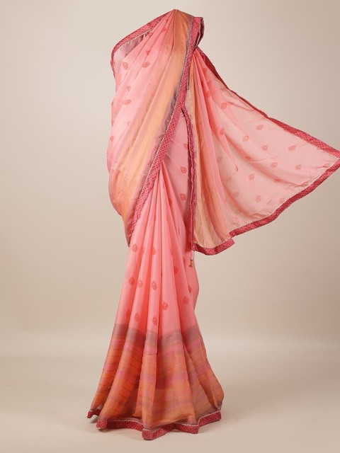 

Pothys Pink Printed Poly Georgette Saree