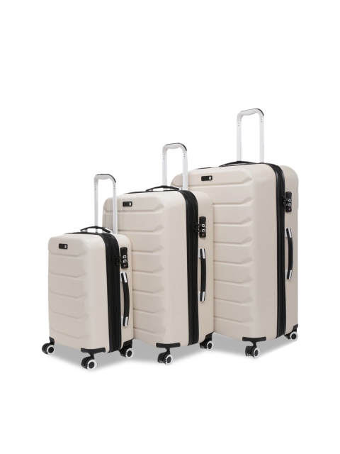 

IT luggage Set of 3 Beige Solid 360-Degree Rotation Hard-Sided Trolley Suitcases