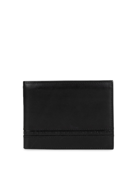 

Da Milano Men Black Solid Leather Two Fold Wallet