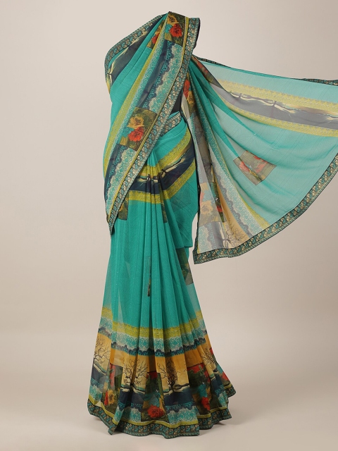 

Pothys Green Printed Poly Georgette Saree
