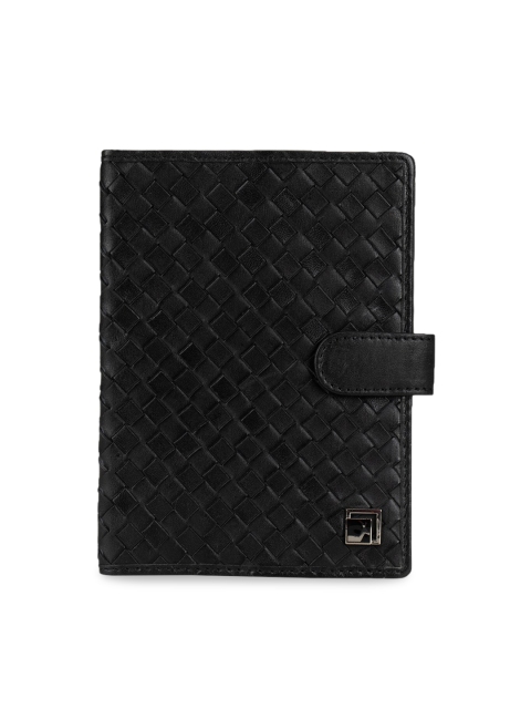

Da Milano Men Black Textured Leather Two Fold Wallet