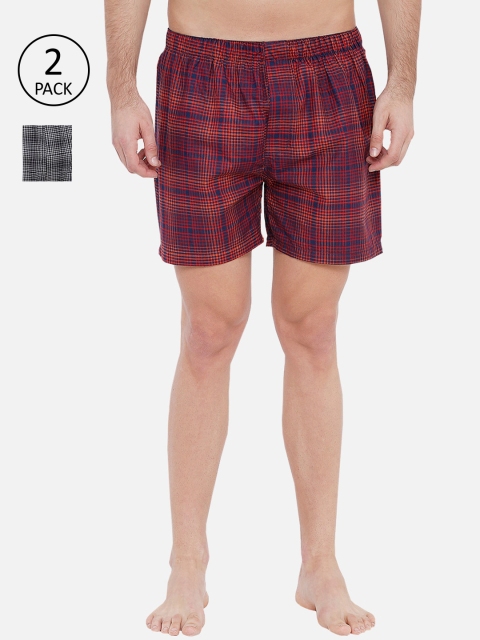

XYXX Men Super Combed Cotton Checkered Pack of 2 Checkmate Boxer XYBOX2PCKN100, Red