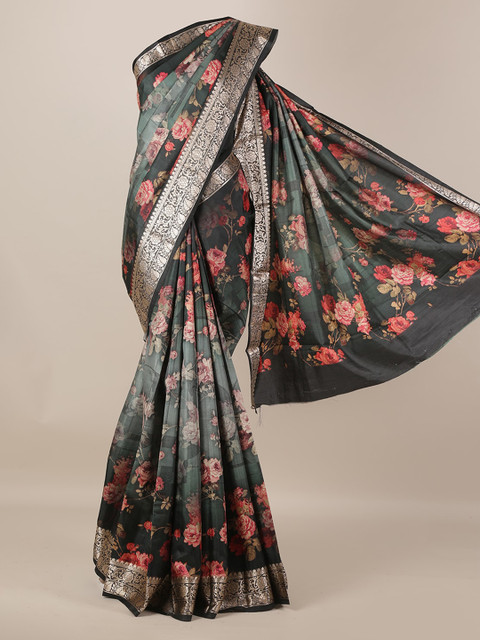 

Pothys Multicoloured Printed Jute Silk Saree, Multi
