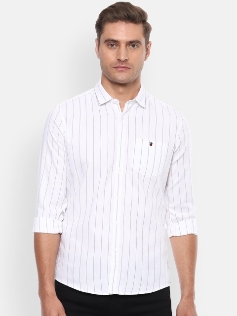 

Louis Philippe Jeans Men White Slim Fit Striped Casual Shirt