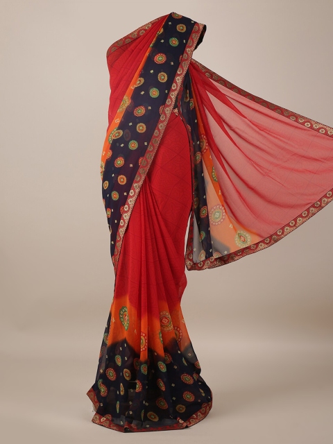 

Pothys Red Printed Poly Georgette Saree