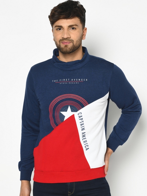 

Octave Men Navy Blue Printed Sweatshirt