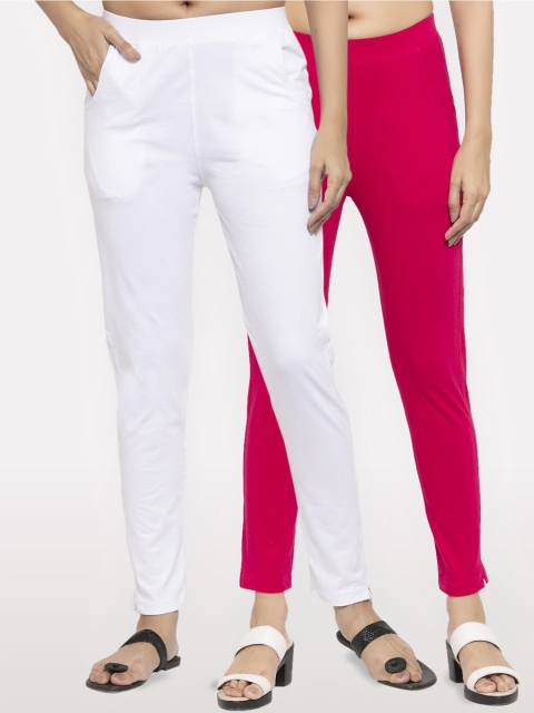 

NEUDIS Women Pack Of 2 Solid Ankle-Length Leggings, White