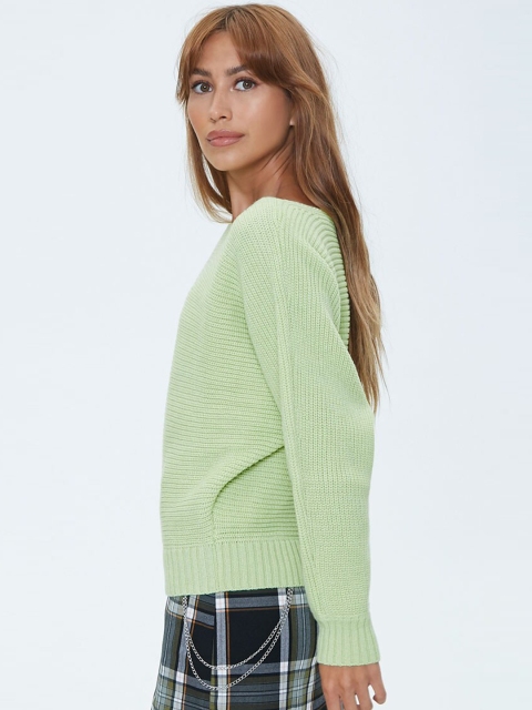 

FOREVER 21 Women Green Solid Pullover Sweater