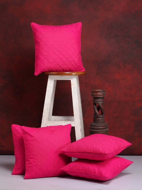 

Clasiko Magenta Set of 5 Solid Square Cushion Covers