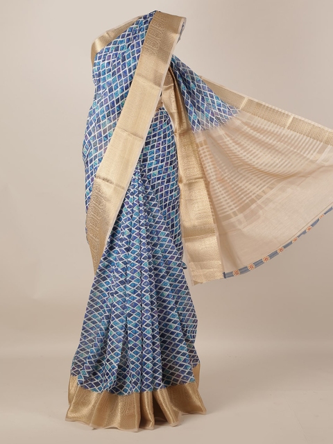

Pothys Blue & Gold-Coloured Jute Silk Woven Design Handloom Saree