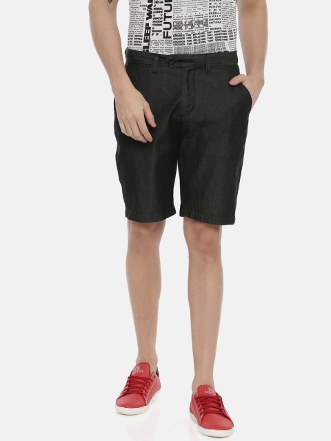 

Breakbounce Men Black Solid Slim Fit Regular Shorts