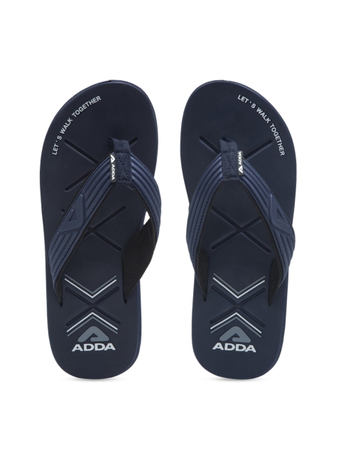 

Adda Men Navy Blue Printed Thong Flip-Flops