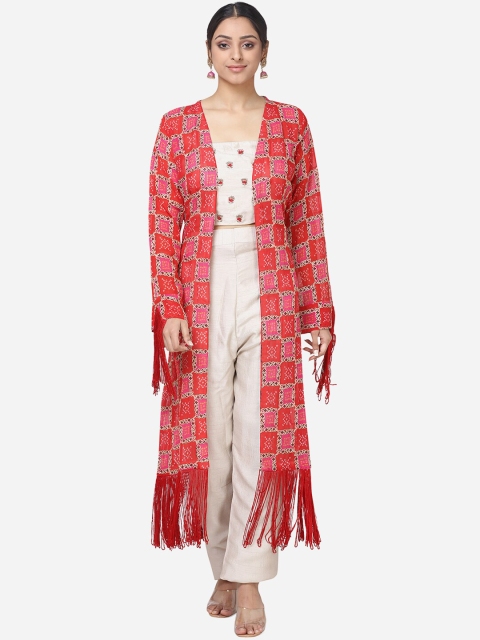

BOMBAY SELECTIONS Women Maroon & White Printed Top with Trousers